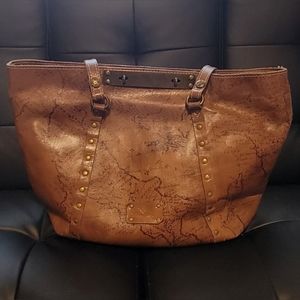 SIGNED Patricia Nash world map tote